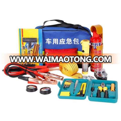 low price road car emergency repair kit/emergency tool kit for car with tire gage